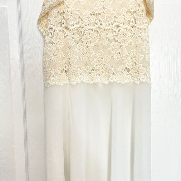 Via Nicci Lace Chiffon Maxi Nightgown White Ivory Size Medium | Coquette Retro - Picture 4 of 10